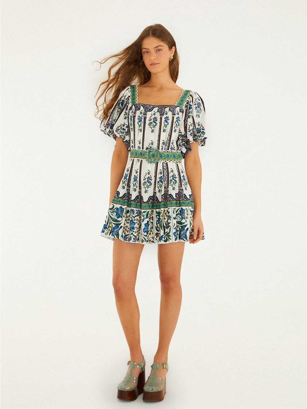 Farm Rio: Off-White Manoela Belted Mini
Dress